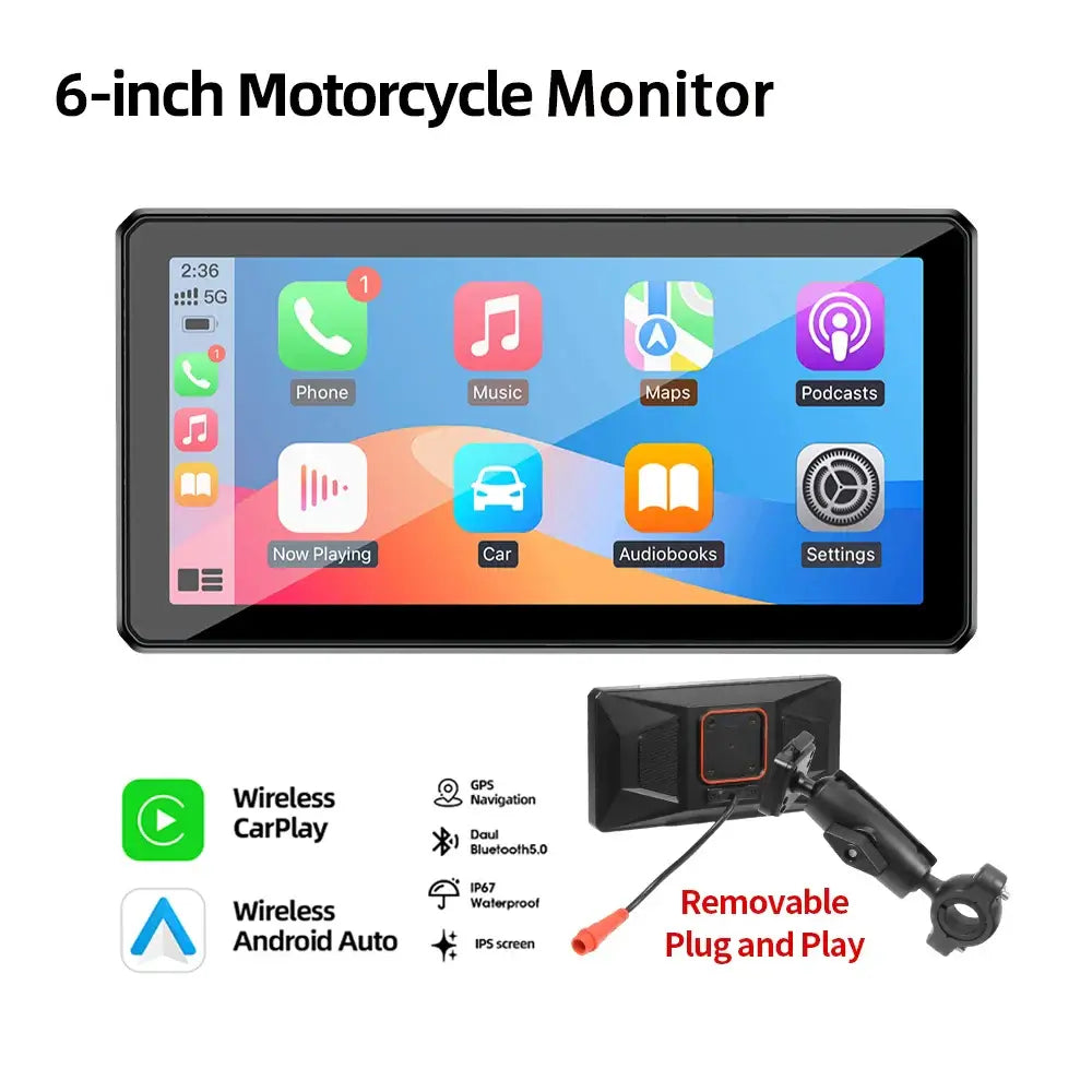 Motorcycle Bluetooth Navigation Display with 6-Inch Screen