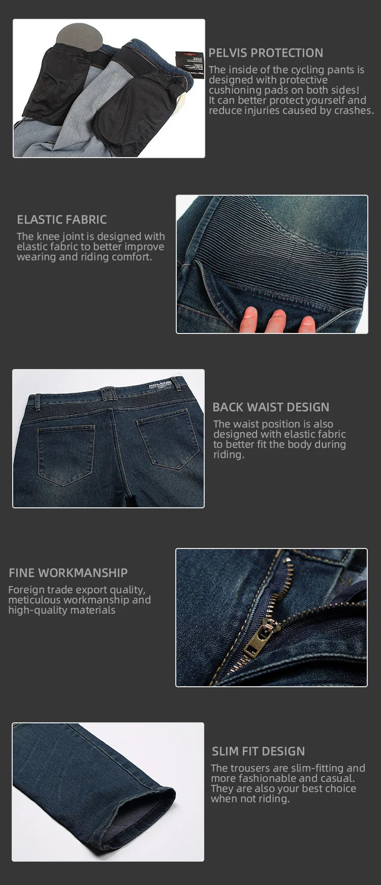 Summer Motorcycle Jeans with Protective Pads