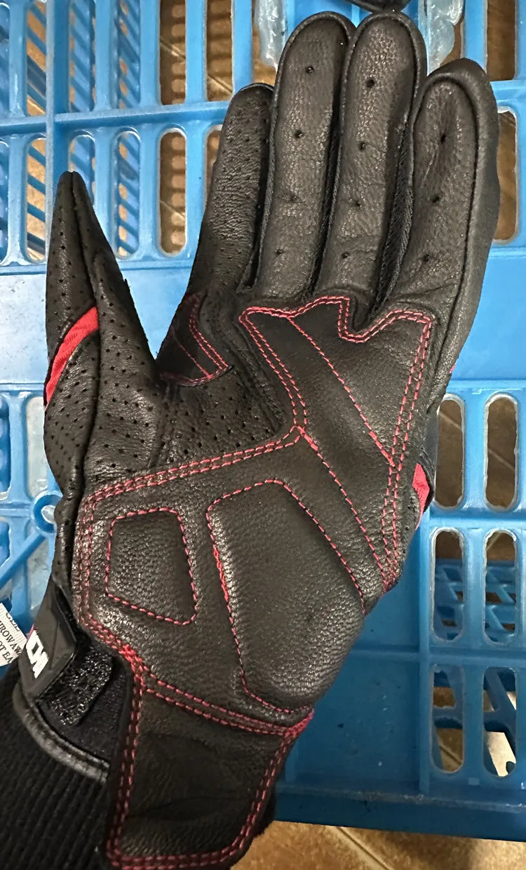 Racing Blue Leather Gloves