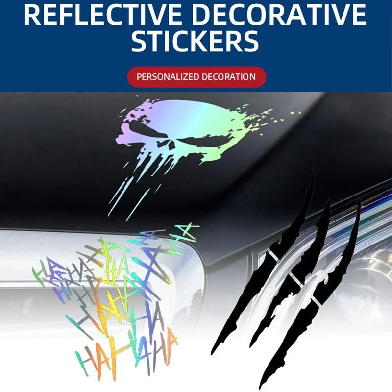 Reflective Black Skull Demon Claw Decal