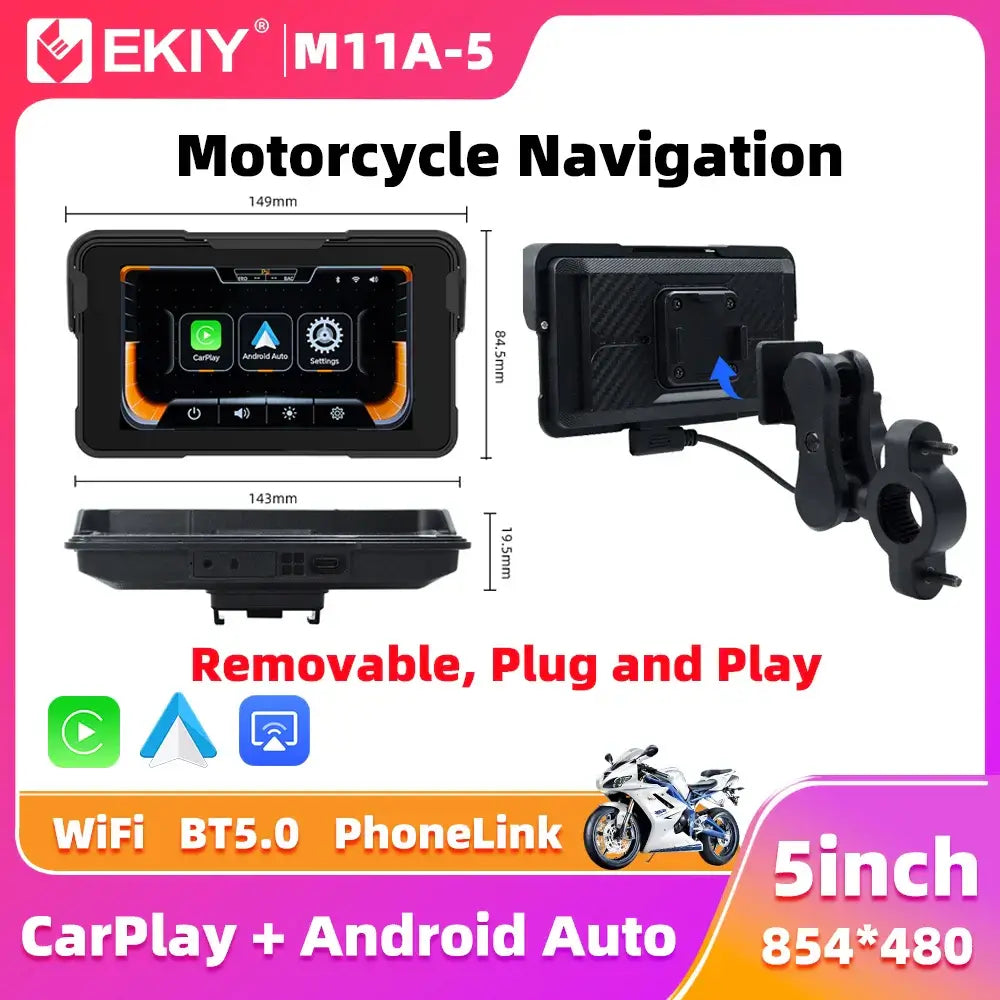 Wireless Motorcycle Display Screen – 5.0 Inch GPS Dashboard