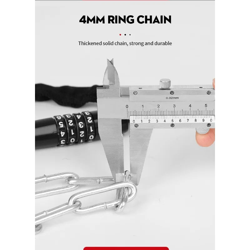 Electric Vehicle Motorcycle Chain Lock - Anti-Theft 5-Digit Code