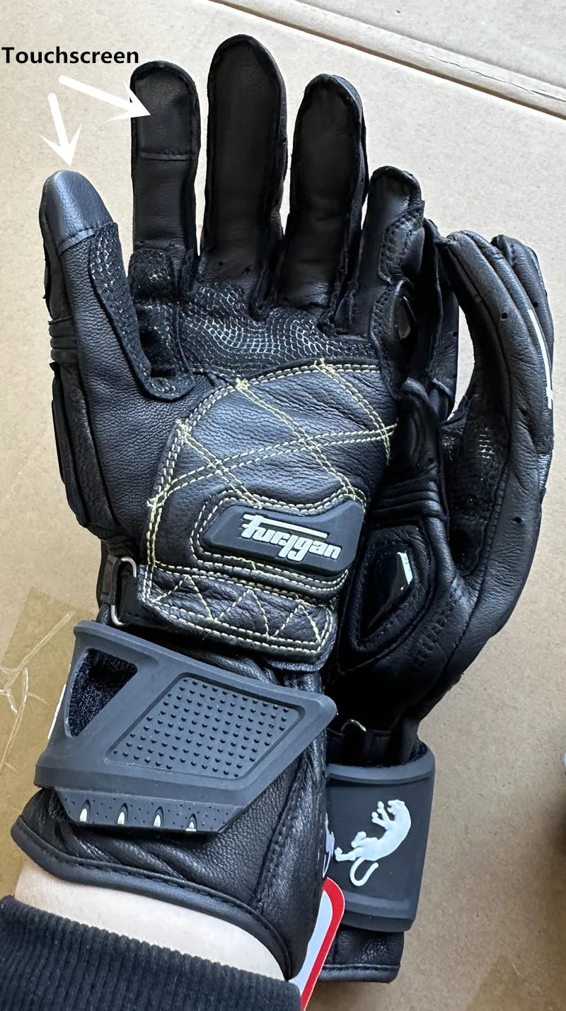 Leather Touchscreen Motocross Gloves