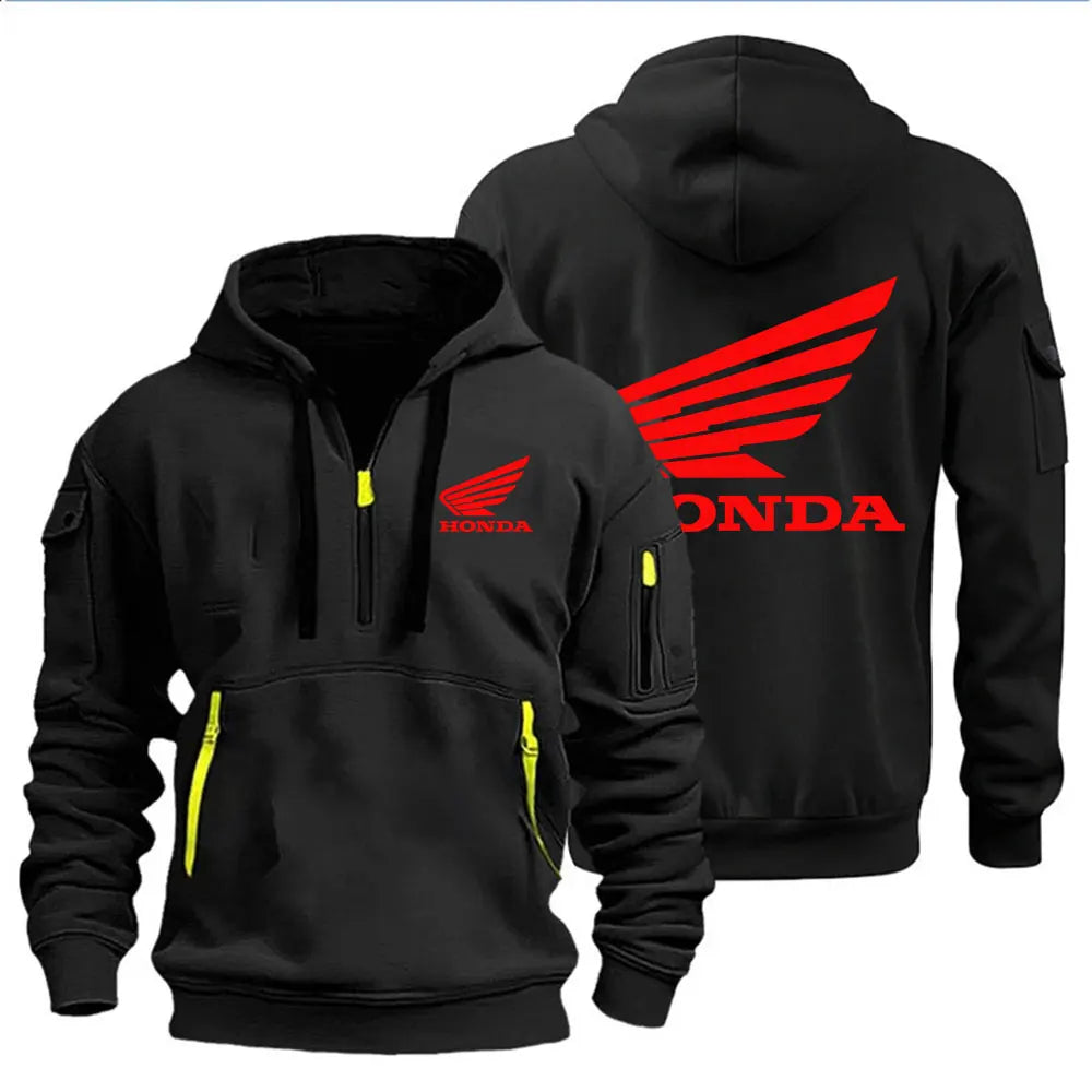 Hooded Biker Pullover