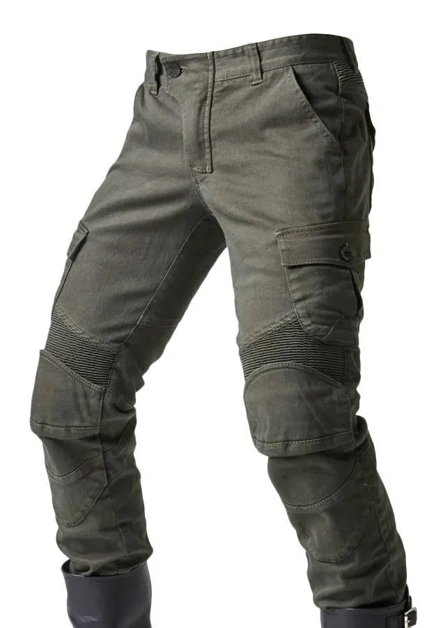 Stylish Motorcycle Black Men Jeans with Extension Protector