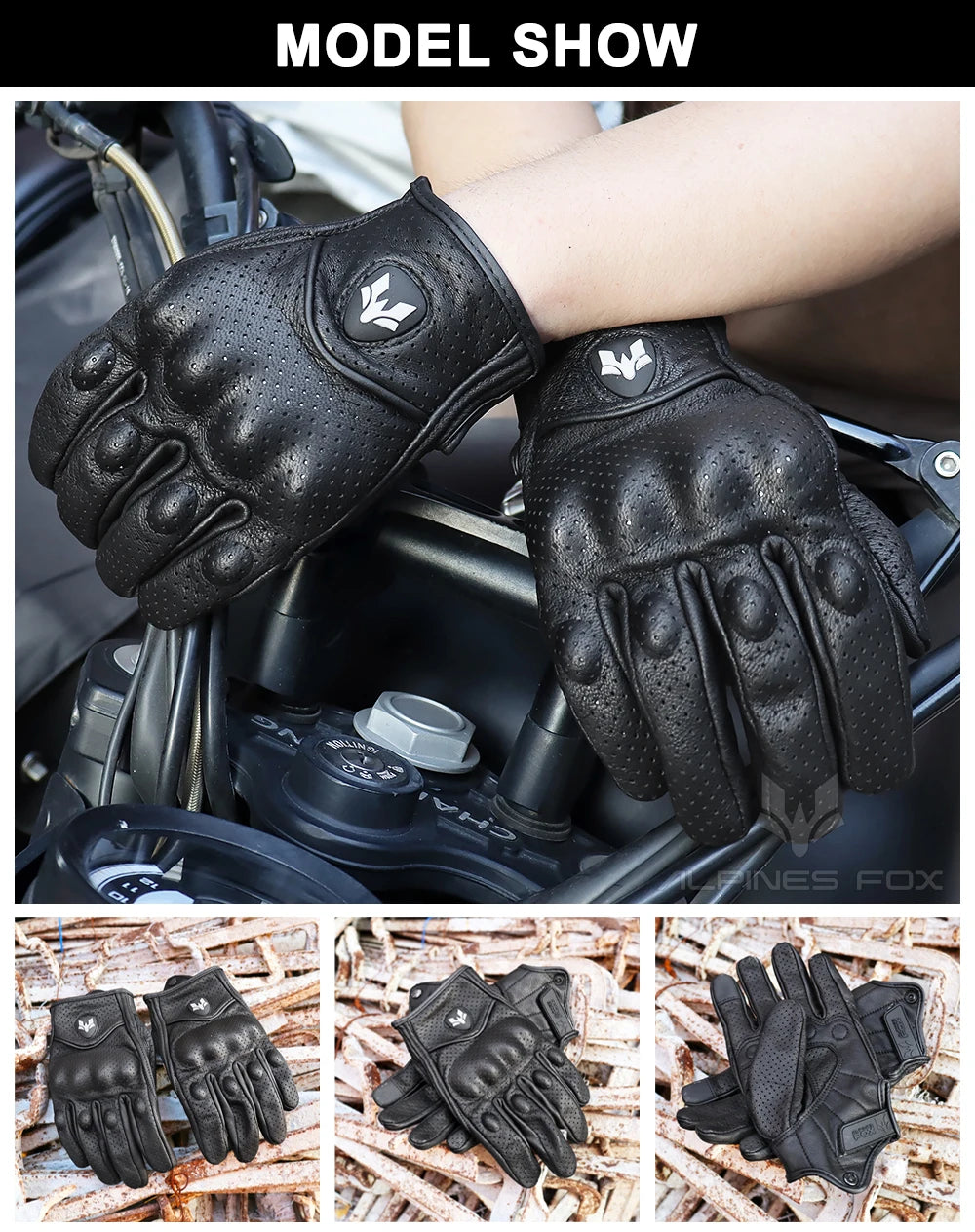 Touchscreen Vintage Motorcycle Gloves