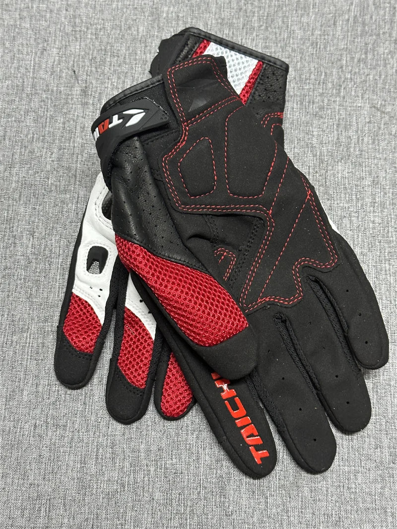 Racing Blue Leather Gloves