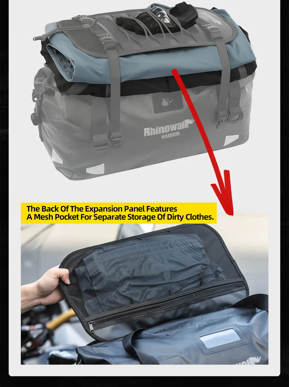 Waterproof Motorcycle Saddle Bag with MOLLE Expansion