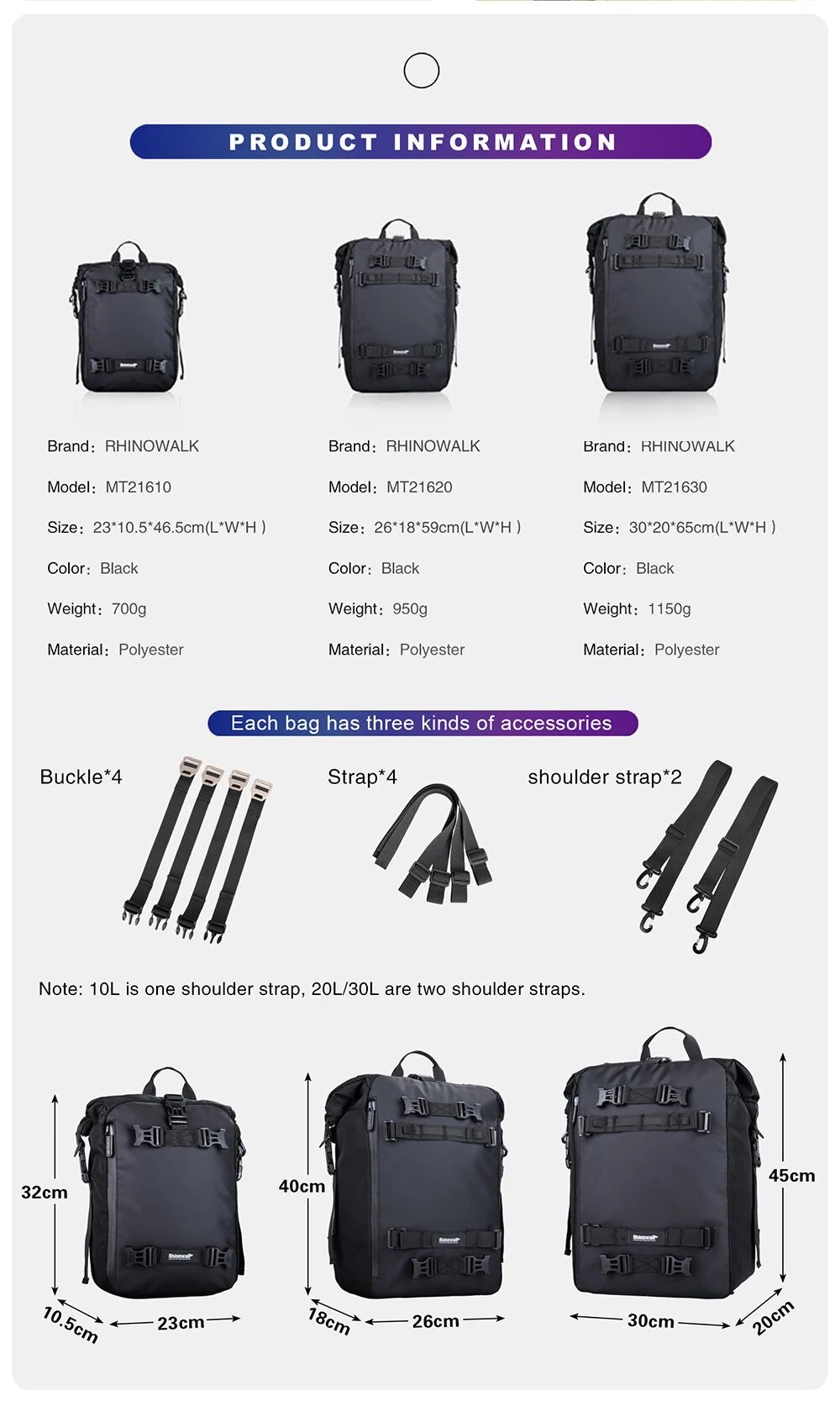 Rhinowalk Waterproof Motorcycle Side Bag