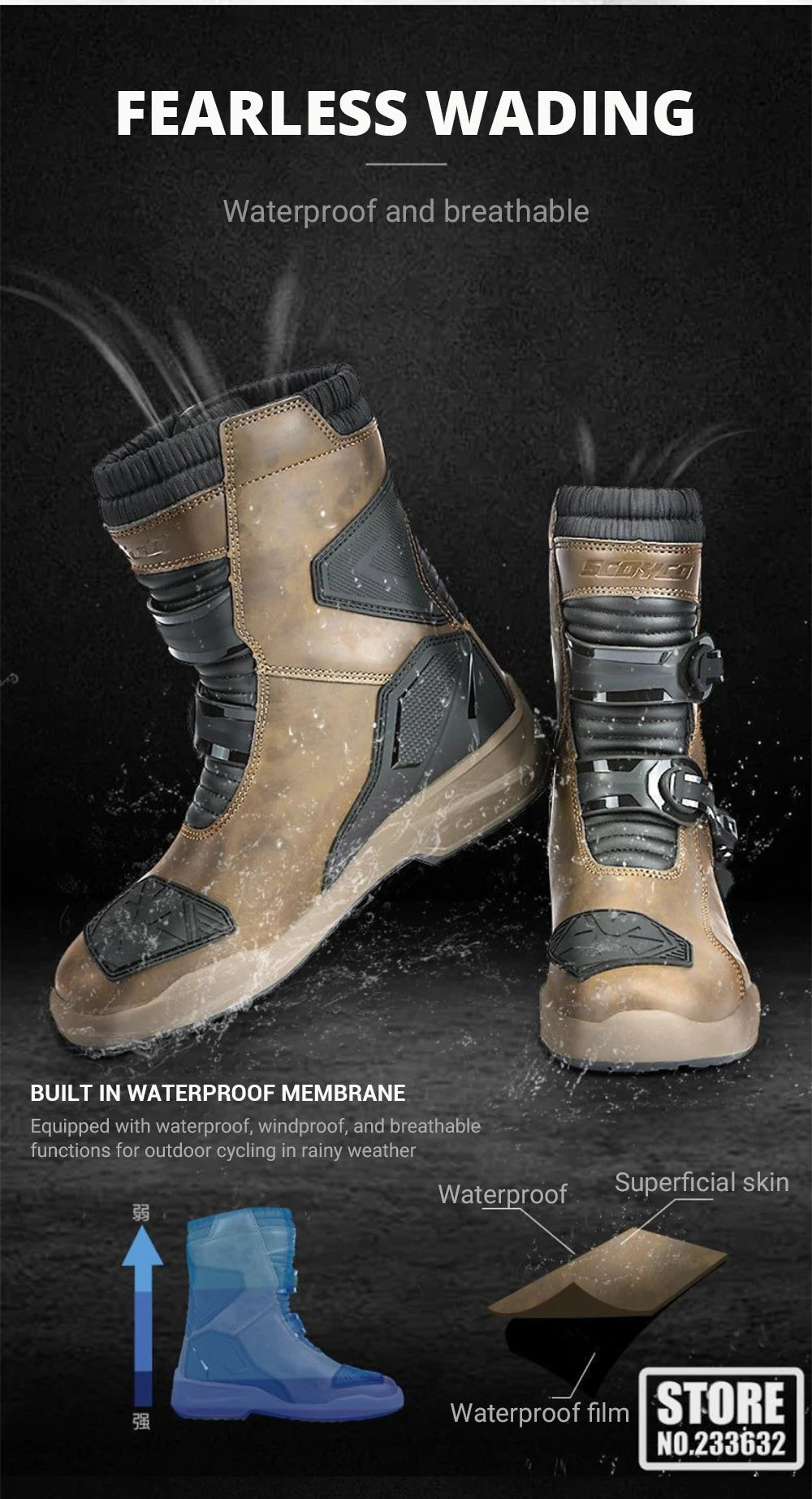 Leather Motocross Riding Boots