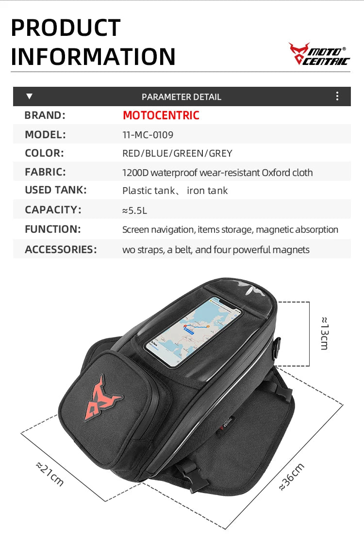 Waterproof Magnetic Motorcycle Tank Bag