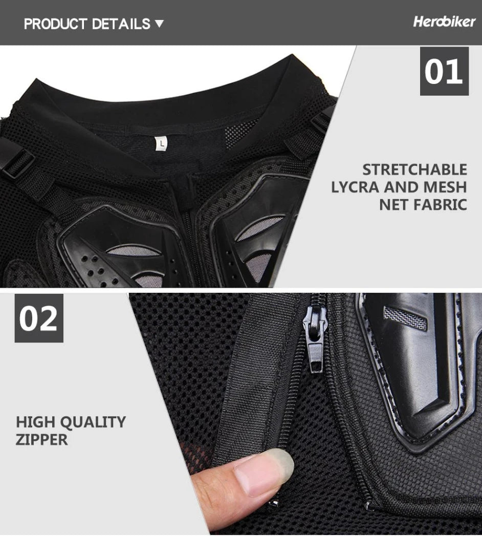Motorcycle Body Armour Racing Jacket with CE Pads