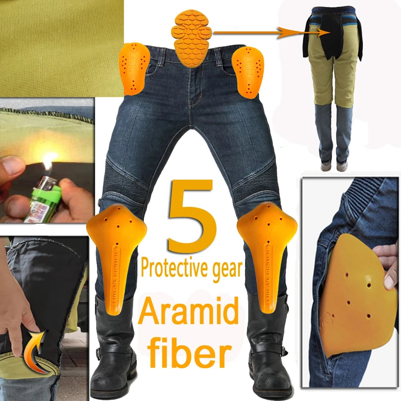 Aramid Fiber Motorcycle Pants for Men - Kevlar Moto Jeans