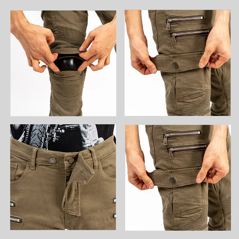 Double Zipper Metal Motocross Trousers for Men and Women