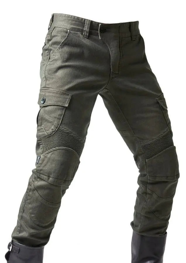 Stylish Motorcycle Black Men Jeans with Extension Protector