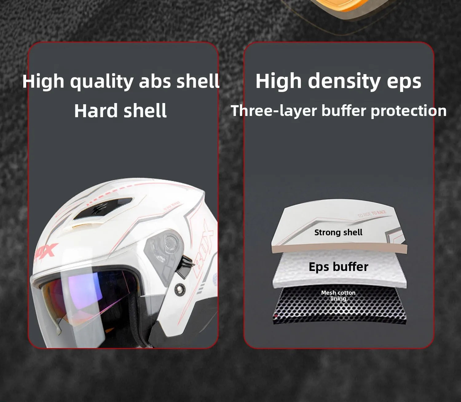 Open Face Motorcycle Helmet with Double Lens