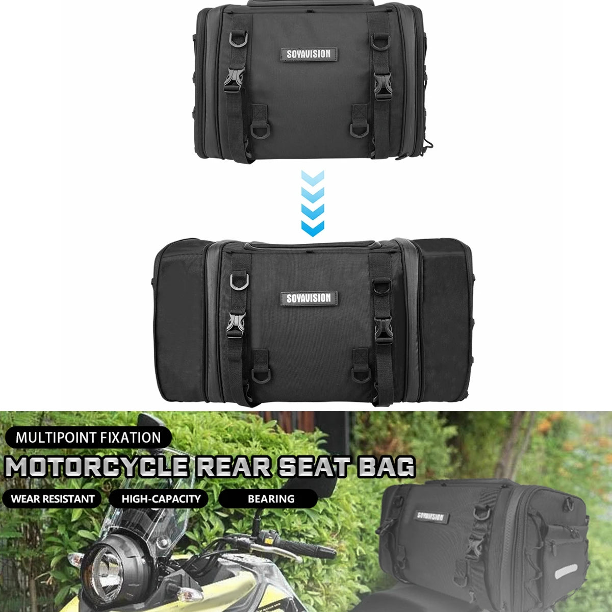 Waterproof Motorcycle Rear Seat Bag 35L-60L Luggage