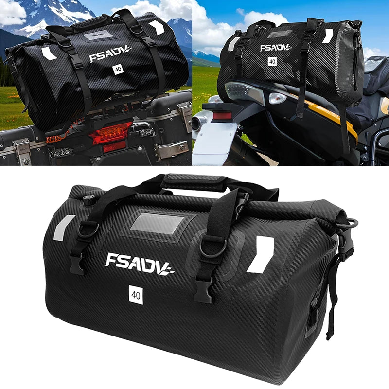 Waterproof Motorcycle Tail Bag - Carbon Black