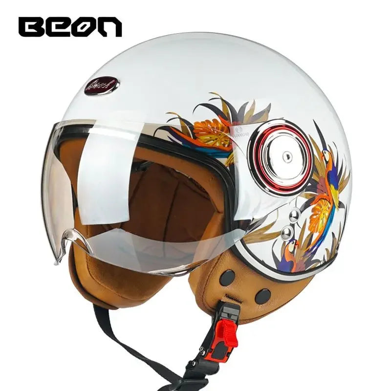 Beon Motorcycle Helmet - ECE Certified Retro Half Cap