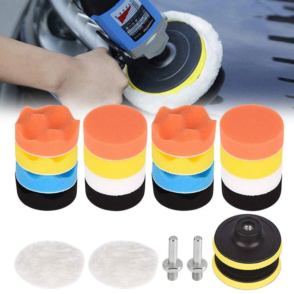 22-Piece Buffing Wool Pads Set for Car & Motorcycle Polishing