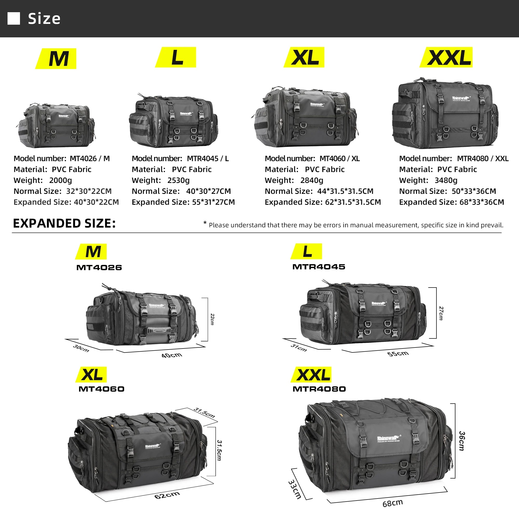 RhinoWalk Waterproof Motorcycle Travel Luggage Bag