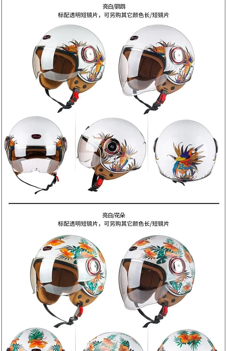 Beon Motorcycle Helmet - ECE Certified Retro Half Cap