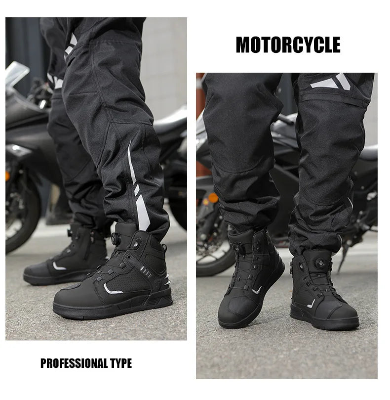 Men's Adventure Motorcycle Boots with Anti-Slip Soles