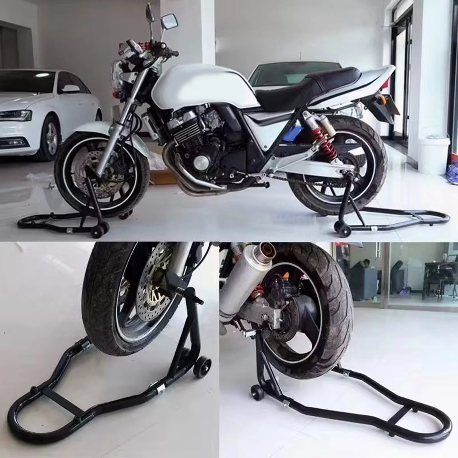 Motorcycle Front and Rear Wheel Support Rack