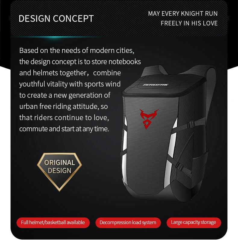 Reflective Waterproof Motorcycle Helmet Backpack