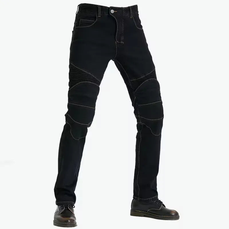 Men's Embroidery Motorcycle Pants with Belt