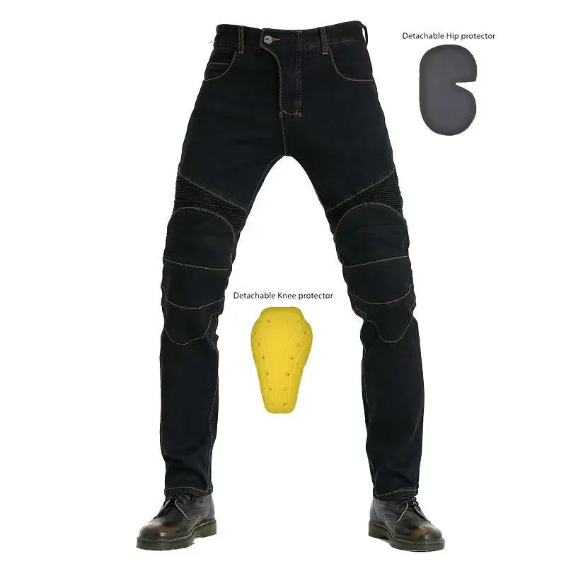 Men's Embroidery Motorcycle Pants with Belt