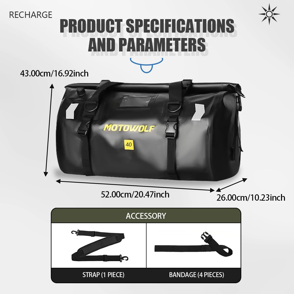 Waterproof Motorcycle Tail Bag 66L