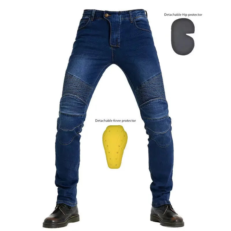 Men's Embroidery Motorcycle Pants with Belt