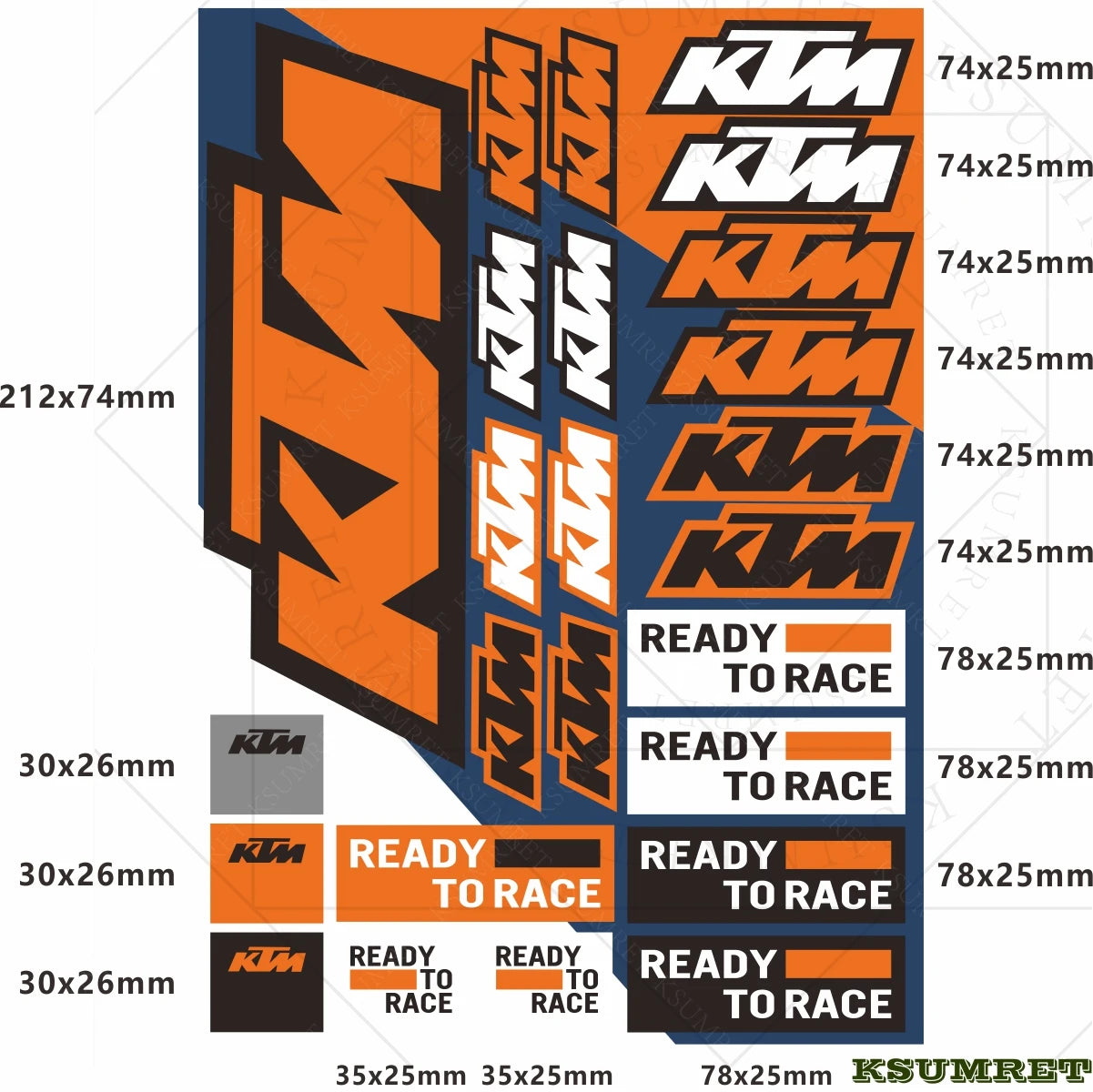 KTM Motorcycle Vinyl Sticker Decals