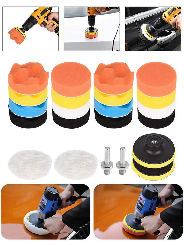 22-Piece Buffing Wool Pads Set for Car & Motorcycle Polishing