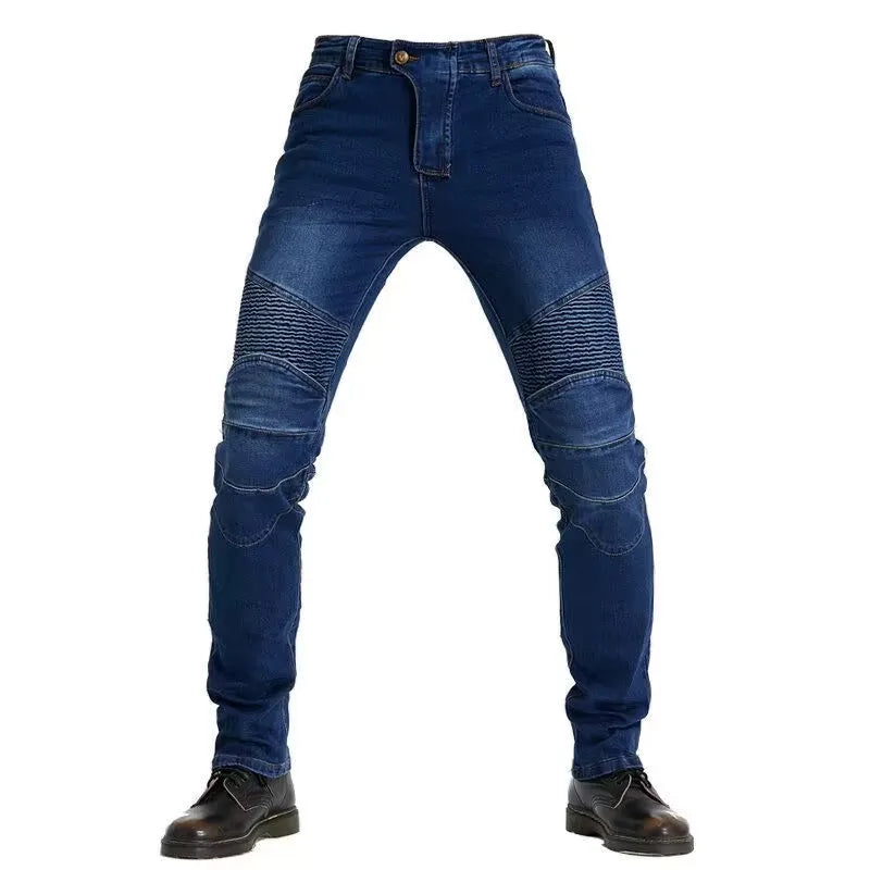 Men's Embroidery Motorcycle Pants with Belt