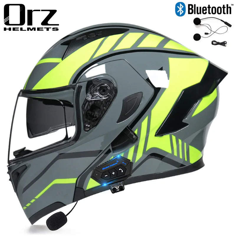 Fire Red Bluetooth Motocross Modular Motorcycle Helmet