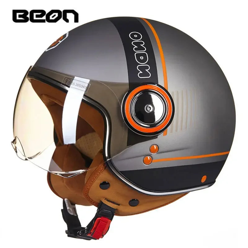 Beon Motorcycle Helmet - ECE Certified Retro Half Cap