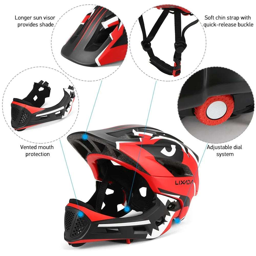 Kids Detachable Full Face Bike Helmet