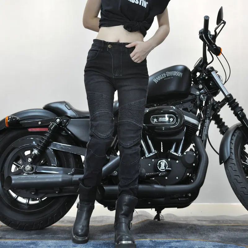 Women's Embroidery Motorcycle Pants
