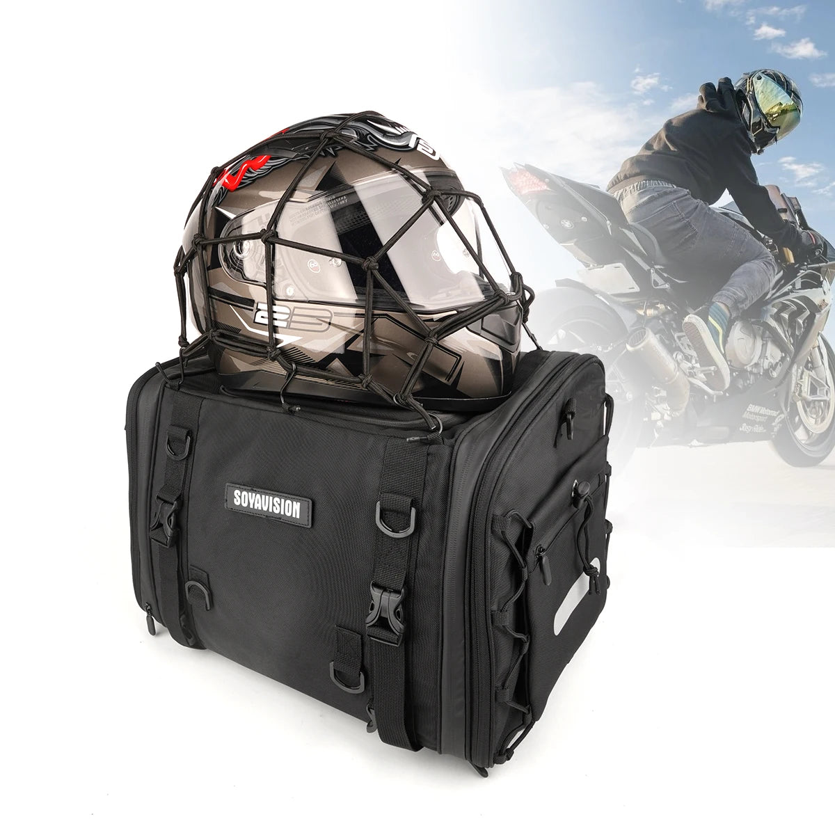 Waterproof Motorcycle Rear Seat Bag 35L-60L Luggage
