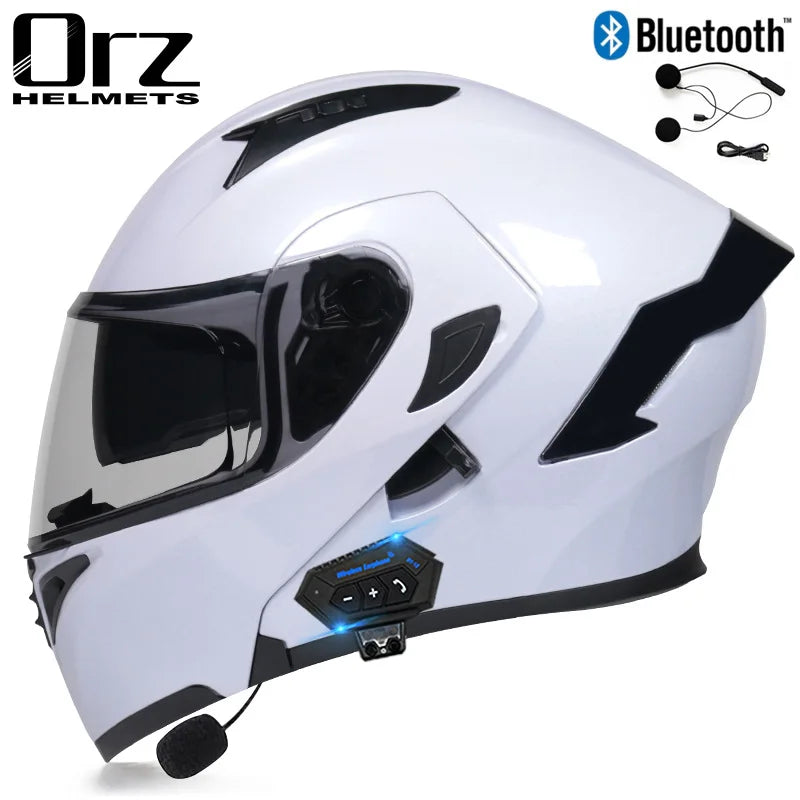 Fire Red Bluetooth Motocross Modular Motorcycle Helmet