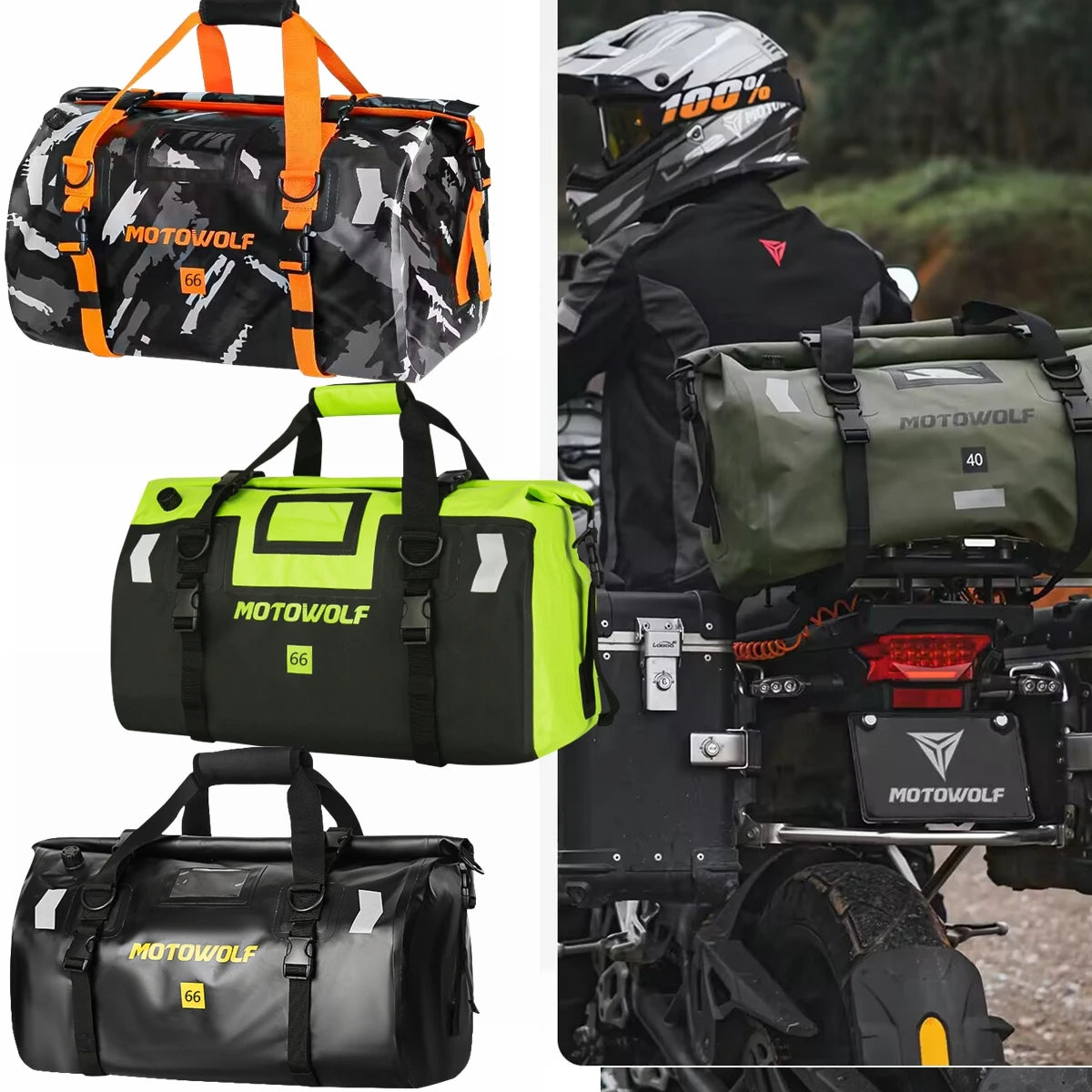 Waterproof Motorcycle Tail Bag 66L