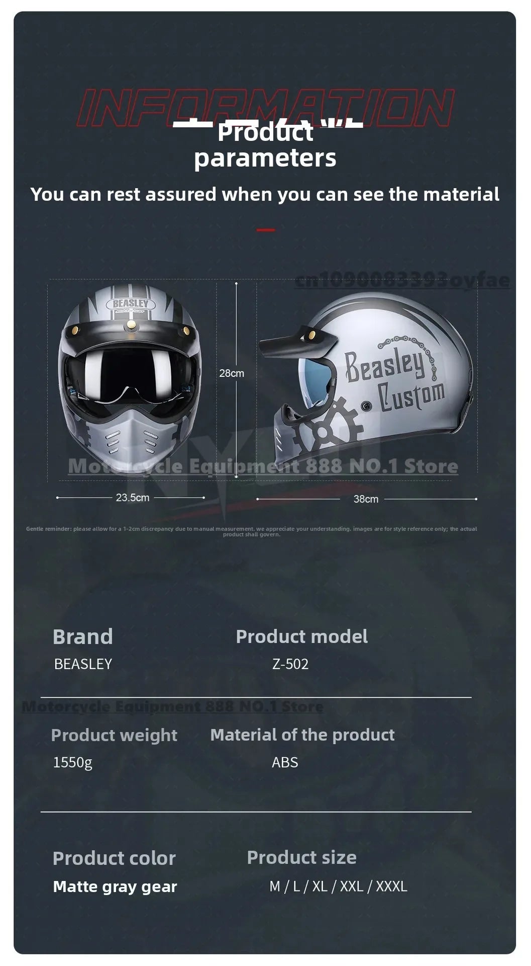 Original BEASLEY Retro Motorcycle Helmet