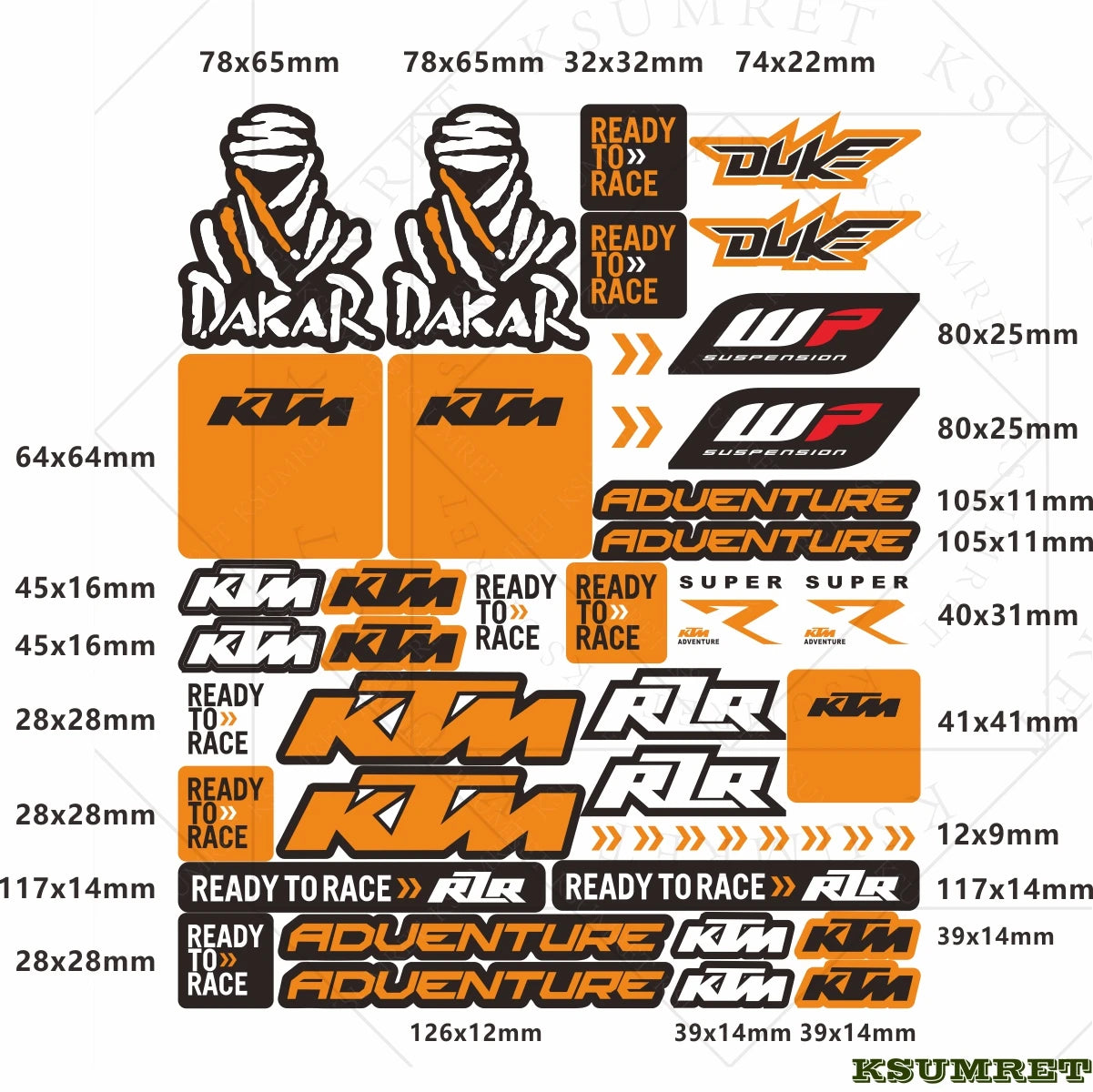 KTM Motorcycle Vinyl Sticker Decals