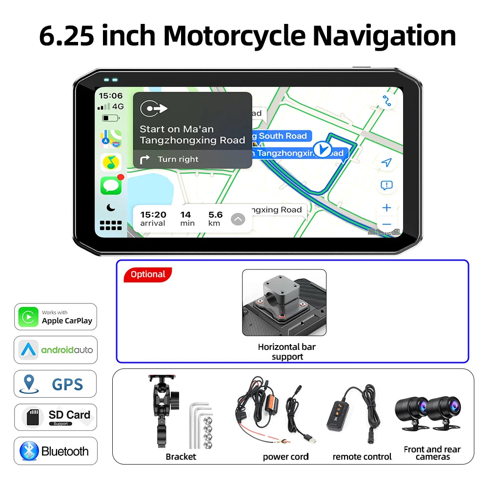 Universal Motorcycle Monitor with CarPlay & Android Auto