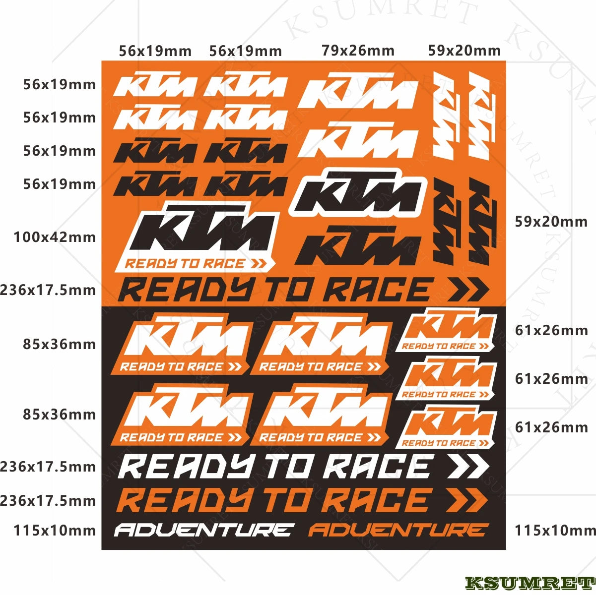 KTM Motorcycle Vinyl Sticker Decals