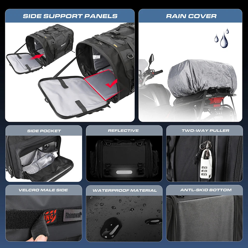 Waterproof Motorcycle Rear Seat Bag 35L-60L Luggage