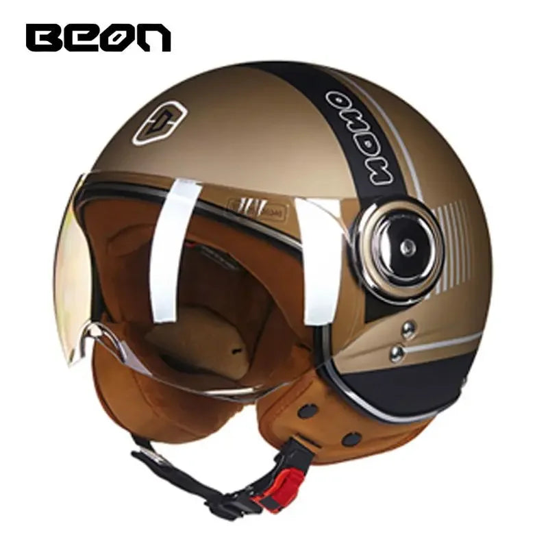 Beon Motorcycle Helmet - ECE Certified Retro Half Cap