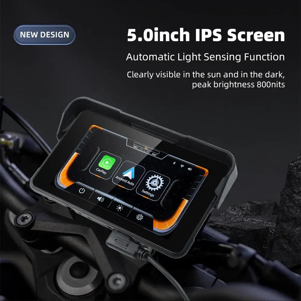 Wireless Motorcycle Display Screen – 5.0 Inch GPS Dashboard
